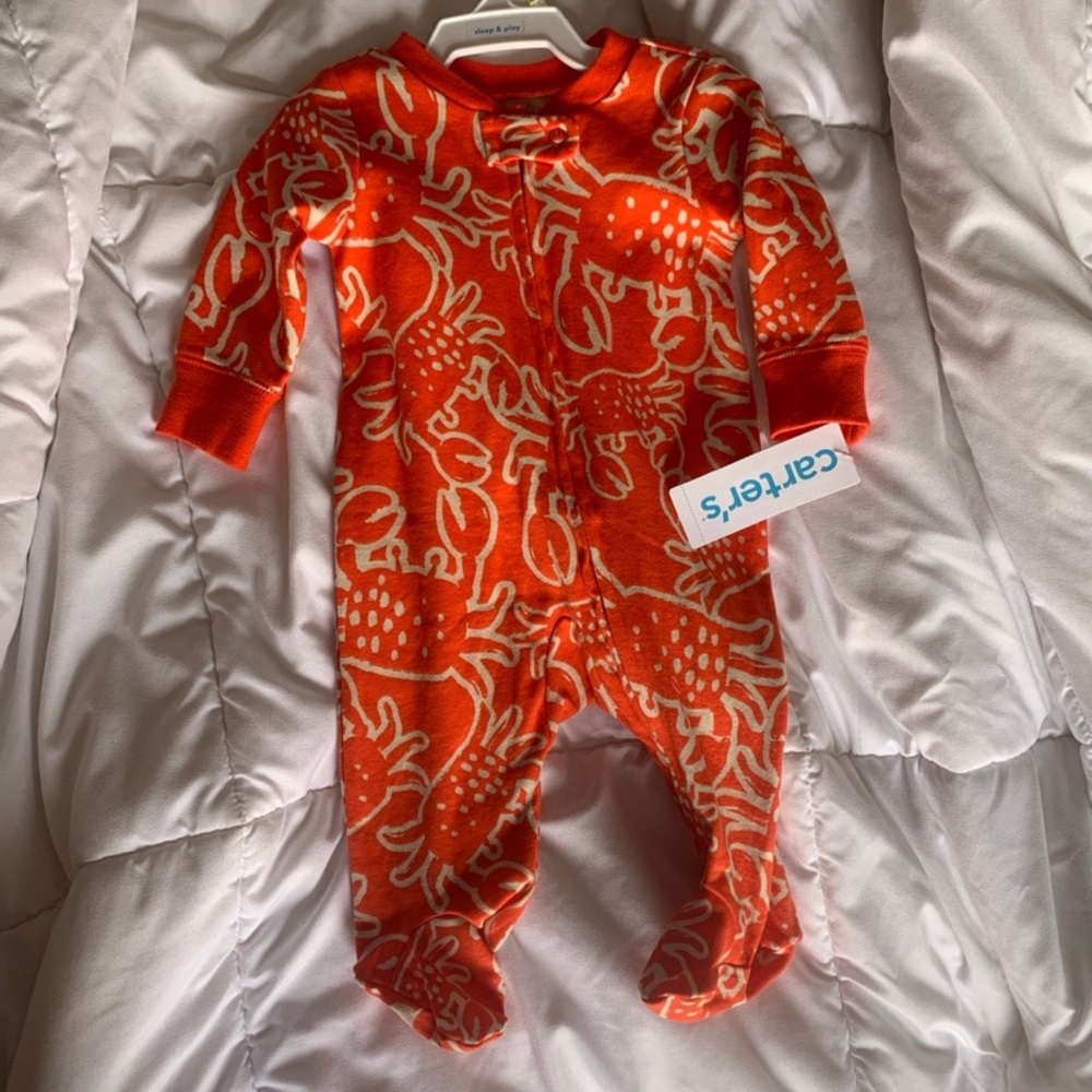 Carter's Orange Bodysuit with Tropical Print